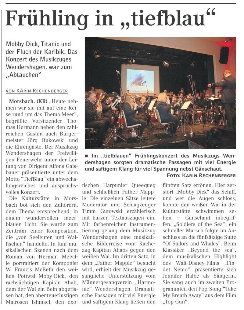 Bericht über unser Konzert 2015 im Lokalanzeiger, 1. Teil